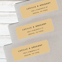Golden Yellow Minimalist First Names Return Addres Label