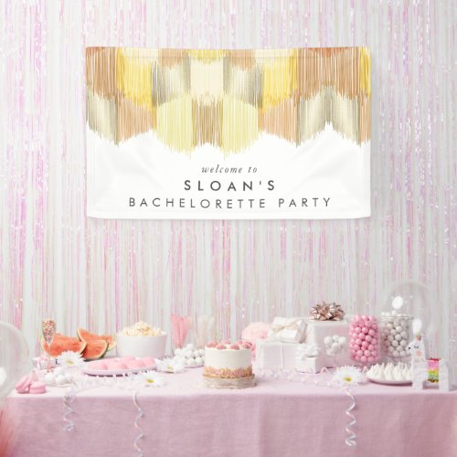 Golden Yellow Modern Fringe Bachelorette Party Banner