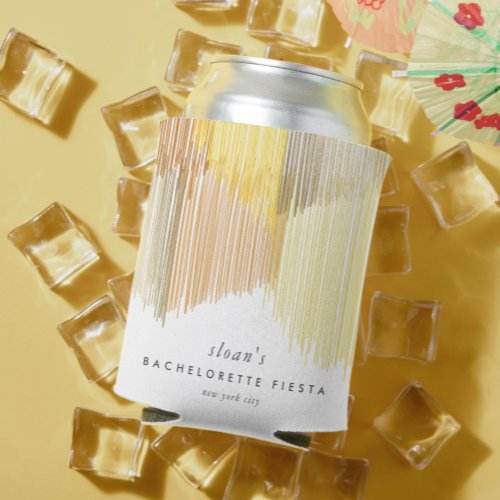 Golden Yellow Modern Fringe Bachelorette Party Can Cooler