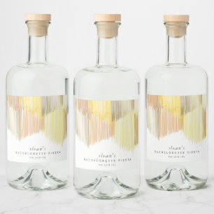 Golden Yellow Modern Fringe Bachelorette Party Liquor Bottle Label