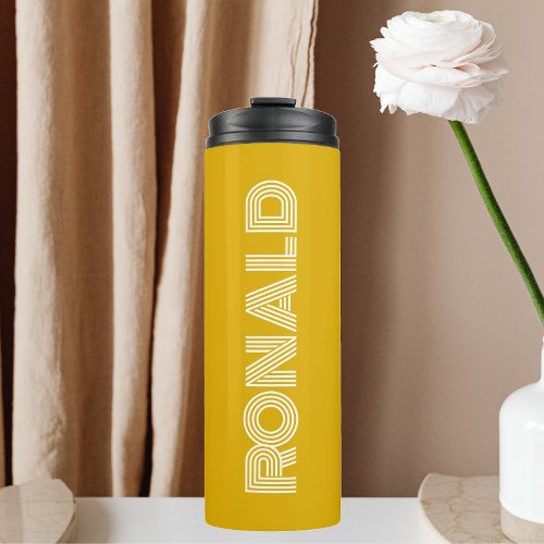 Golden Yellow Modern Typography Groomsman Thermal Tumbler