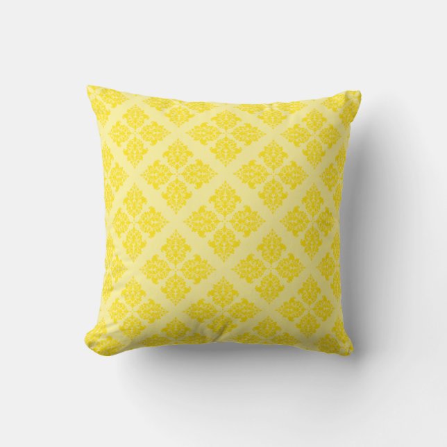 Golden Yellow Moroccan Damask Throw Pillow (Front)