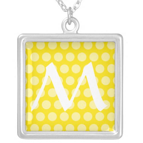 Golden Yellow Moroccan Dots with monogram Silver Plated Necklace