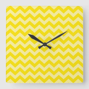 Golden Yellow Moroccan Moods Chevrons Square Wall Clock