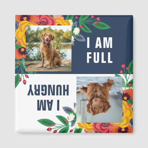 Golden Yellow Navy Blue Boho Floral Dog Fed Magnet