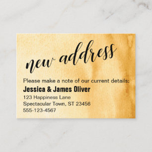 Golden Yellow Ombre Watercolor New Address Card