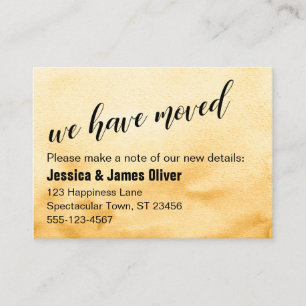Golden Yellow Ombre Watercolor We Have Moved Card
