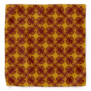 Golden Yellow on Rustic Red Damask Pattern Bandana