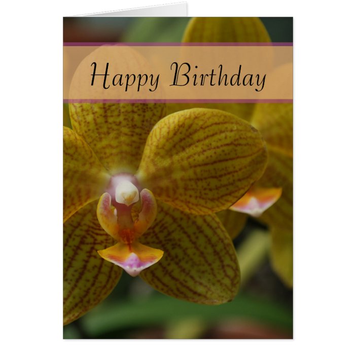 Golden Yellow Orchid Flower Happy Birthday Greeting Cards