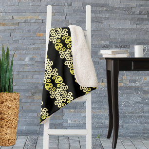 Golden Yellow Ornamental Stripe Seamless Pattern Sherpa Blanket