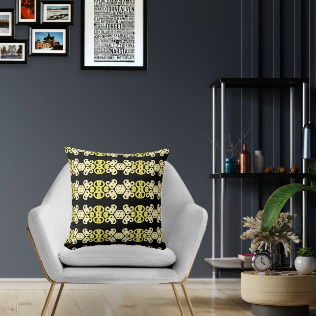 Golden Yellow Ornamental Stripe Seamless Pattern Throw Pillow (Creator Uploaded)