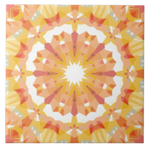 Golden Yellow Pastel Pink Star Eclectic Decor Ceramic Tile