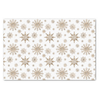 Golden Yellow Pattern Of Snowflakes Tissue Paper