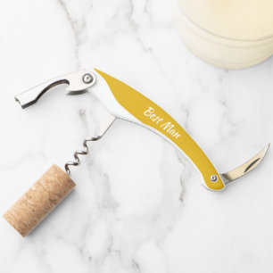 Golden Yellow Personalized Wedding Best Man Waiter's Corkscrew
