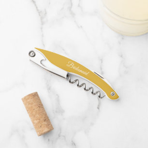 Golden Yellow Personalized Wedding Bridesmaid Waiter's Corkscrew