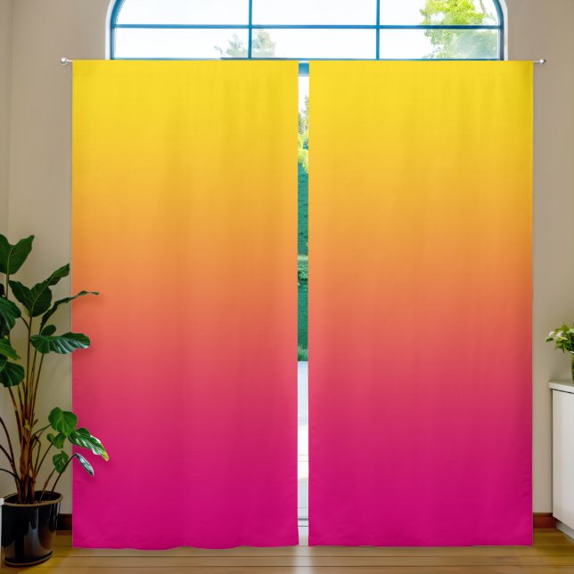 Golden Yellow Pink Gradient Blackout Curtains (Living Room)
