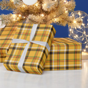 Golden Yellow Plaid All Occasion Wrapping Paper