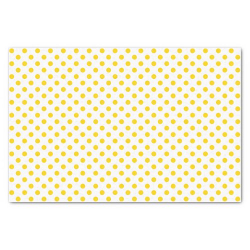 Golden Yellow Polka Dot on White Tissue Paper