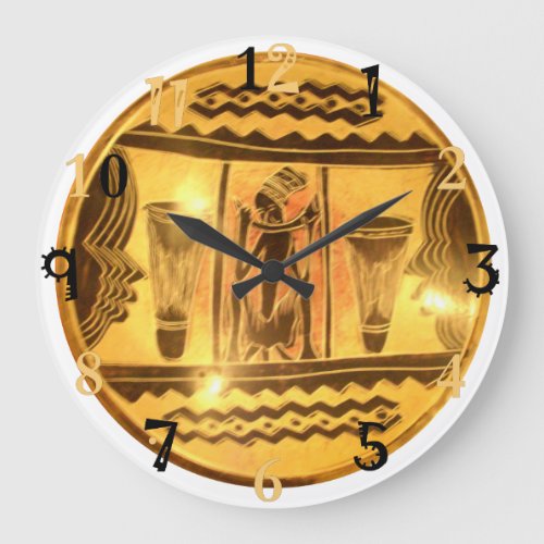 Golden Yellow Red African Traditional colors Large Clock