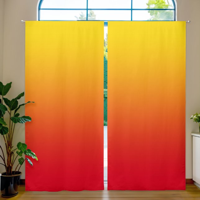 Golden Yellow Red Gradient Blackout Curtains (Living Room)