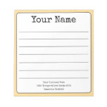 Golden Yellow Retro Add Your Name Lined  Notepad