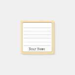 Golden Yellow Retro Add Your Name Lined  Post-it Notes