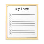 Golden Yellow Retro Custom Checklist Lined Notepad