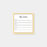 Golden Yellow Retro Lined Checklist Post-it Notes