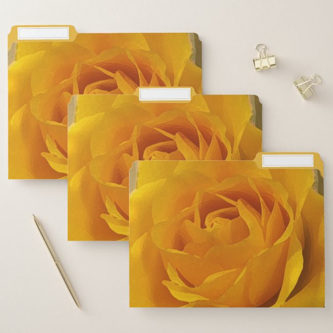 Golden Yellow Rose Petals Floral File Folder Set