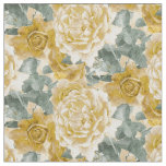 Golden Yellow Roses Floral Pattern Fabric