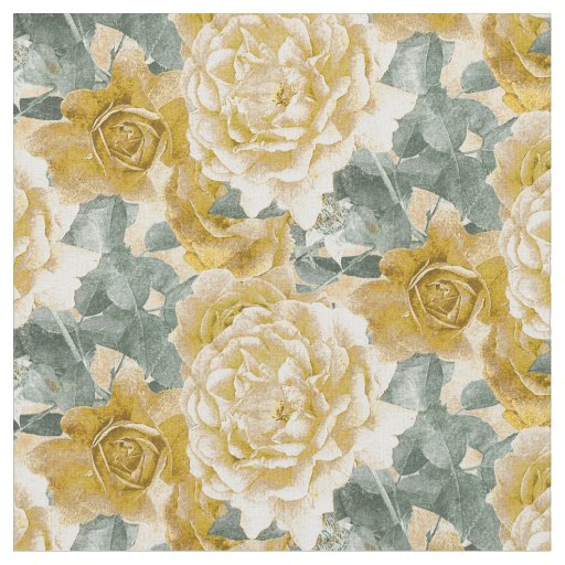Golden Yellow Roses Floral Pattern Fabric