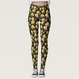 Golden Yellow Roses Leggings