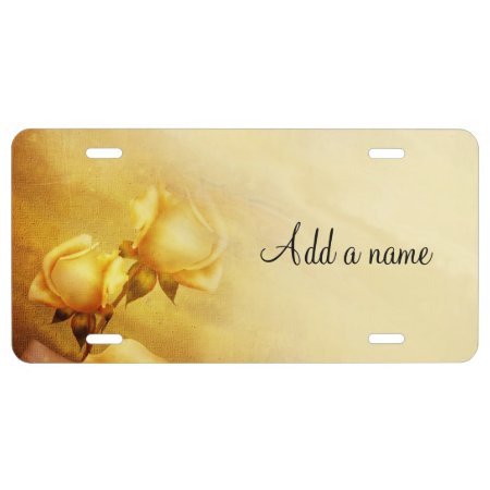 Golden Yellow Roses License Plate