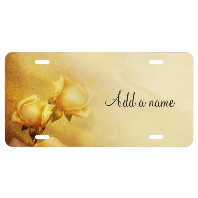 Golden yellow roses license plate (Front)