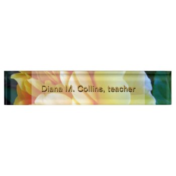 Golden Yellow Roses Personalized Name Plate by ArtByApril at Zazzle