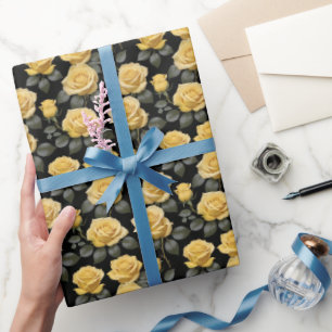 Golden Yellow Roses Wrapping Paper