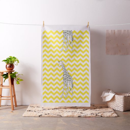 Golden Yellow Safari Chevron Pop Art Giraffe Fabric