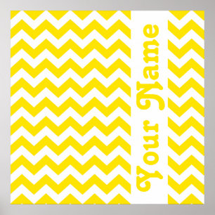 Golden Yellow Safari Chevron with custom text Poster