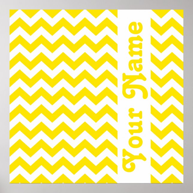 Golden Yellow Safari Chevron with custom text Poster (Front)