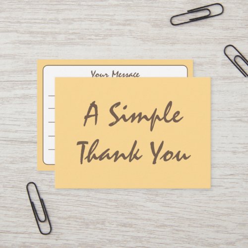 Golden Yellow Simple Script Thank You Business Card