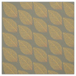 Golden Yellow Skeleton Leaf Pattern Over Green Fabric