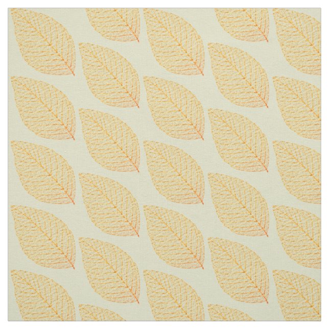 Golden Yellow Skeleton Leaf Pattern Pastel Green Fabric (Swatch)