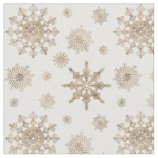Golden Yellow Snowflakes Pattern Fabric