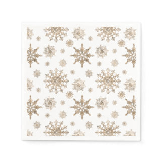 Golden Yellow Snowflakes Pattern Napkins