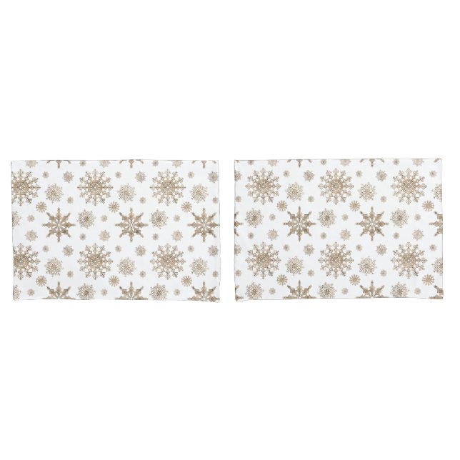 Golden Yellow Snowflakes Pattern Pillow Case (Front-Set)