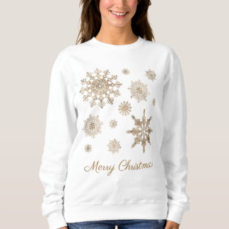Golden Yellow Snowflakes With Merry Christmas Text Sweatshirt
