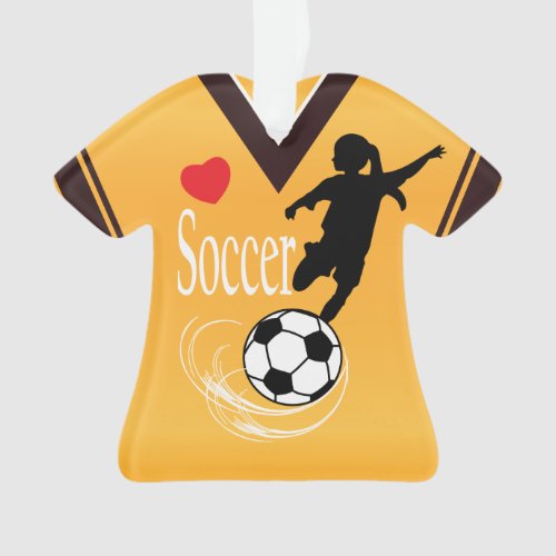 Golden Yellow Soccer Ball Shirt Ornament