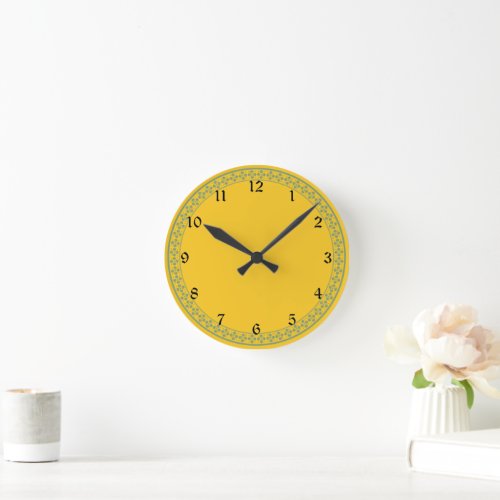 Golden Yellow solid color Round Clock