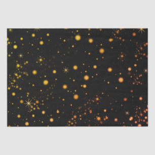 Golden Yellow Stars Black Night Tissue Paper
