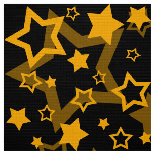 Golden Yellow Stars Glitter Design  Fabric